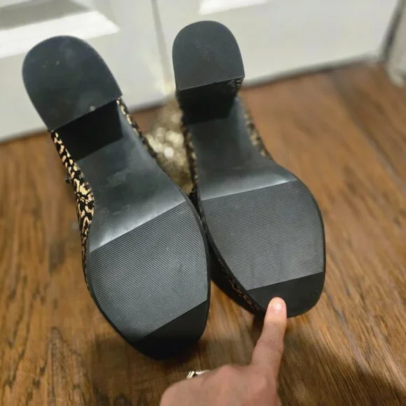 NWOT Torrid gold and black leopard print platform bootie size 9.5ww - Picture 8 of 9